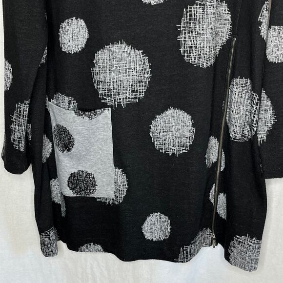 Chalet Black with Gray Dots Shift Mini Dress Front Pocket Size Medium - Picture 2 of 8